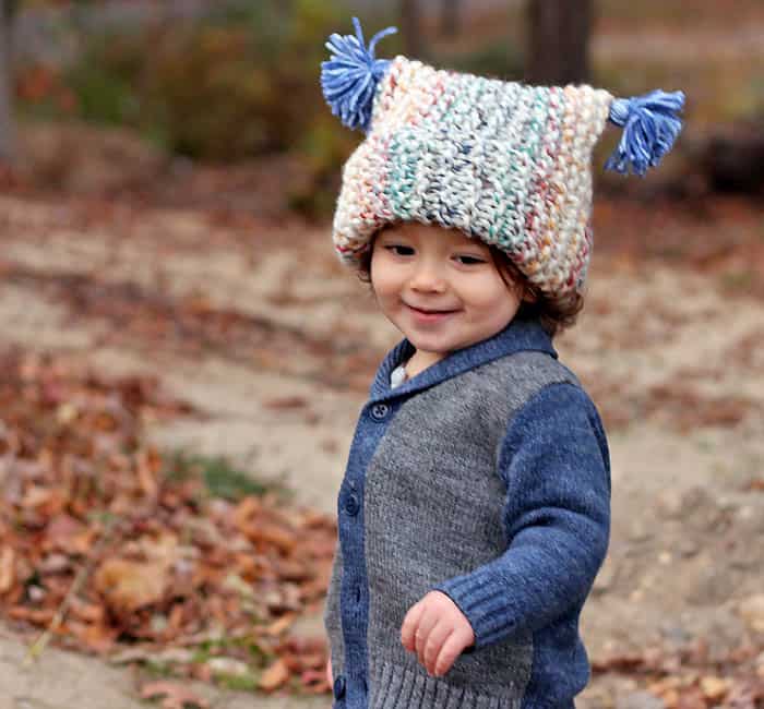 Kids Flat Knit Garter Stitch Hat Knitting Pattern