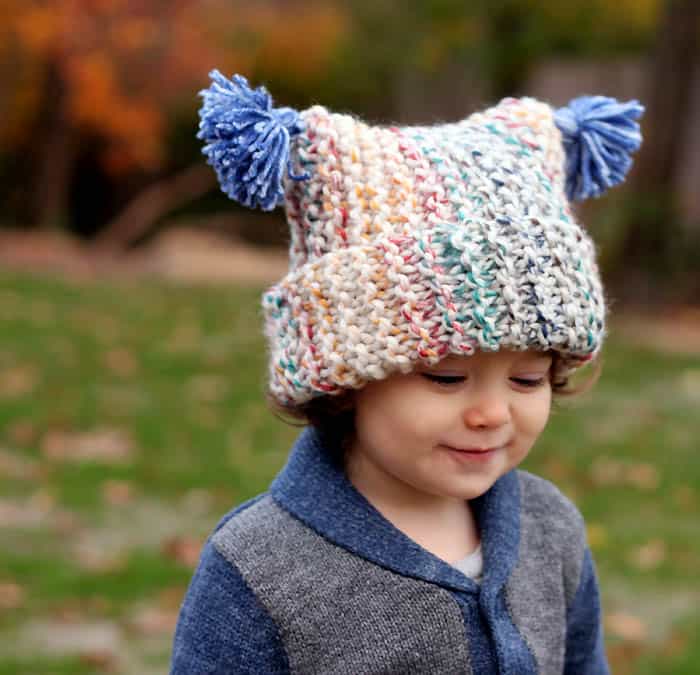Kids Flat Knit Garter Stitch Hat Knitting Pattern