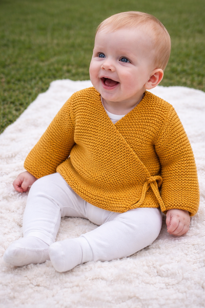 Garter Stitch Baby Wrap Sweater Knitting Pattern