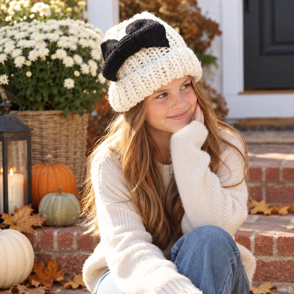 Girls’ Bow Hat Knitting Pattern