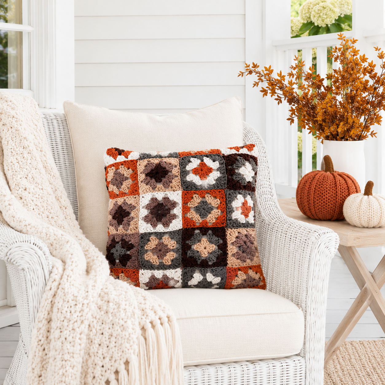 Granny Square Pillow Crochet Pattern