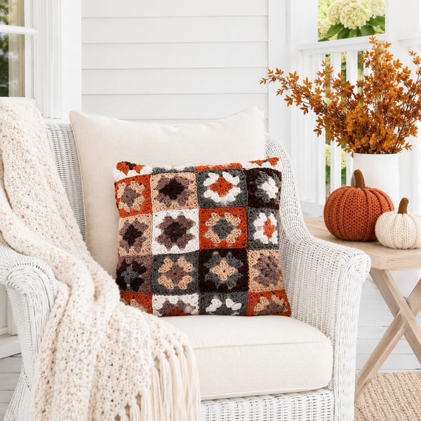 Granny Square Pillow Crochet Pattern