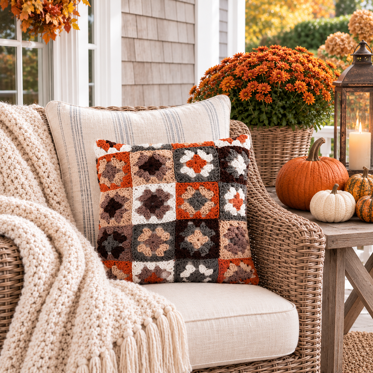Granny Square Pillow Crochet Pattern