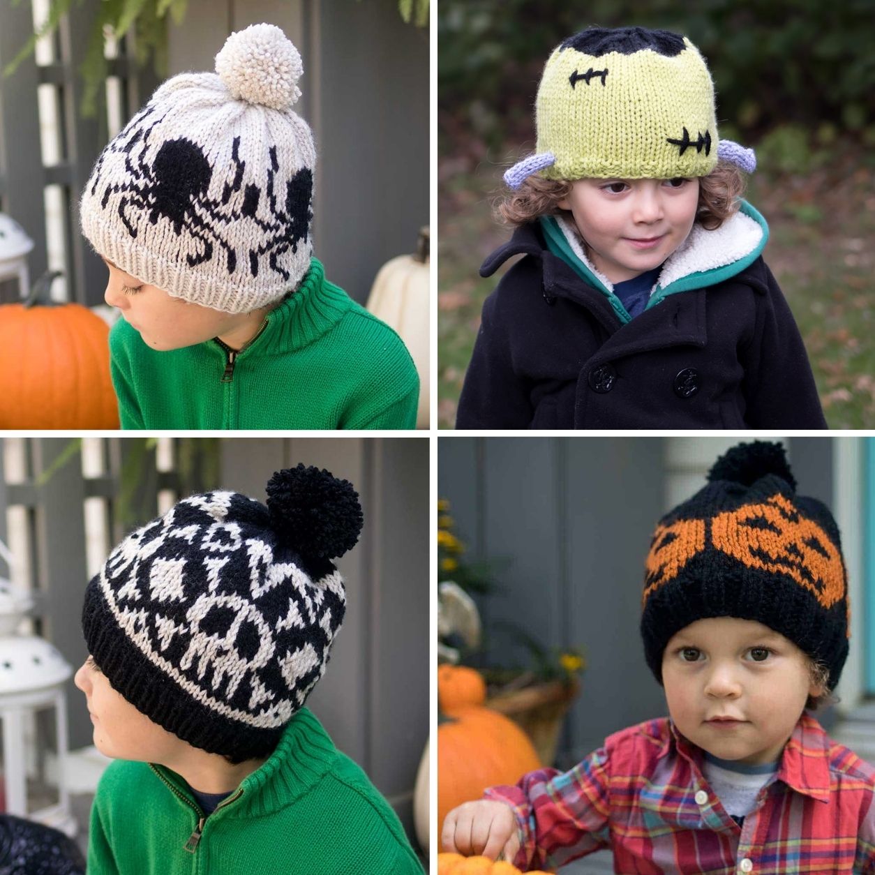 8 Kids Halloween Hats Knitting Pattern Bundle