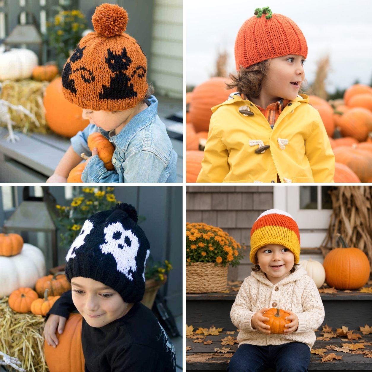 8 Kids Halloween Hats Knitting Pattern Bundle