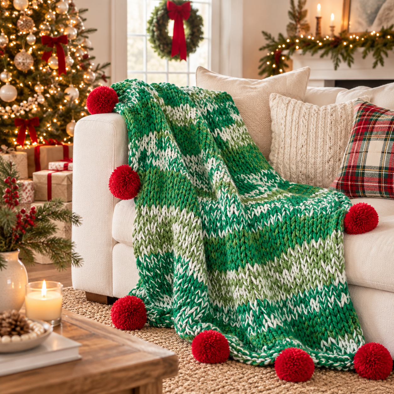 Easy Holiday Throw Knitting Pattern