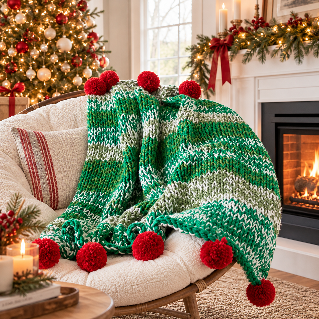 Easy Holiday Throw Knitting Pattern