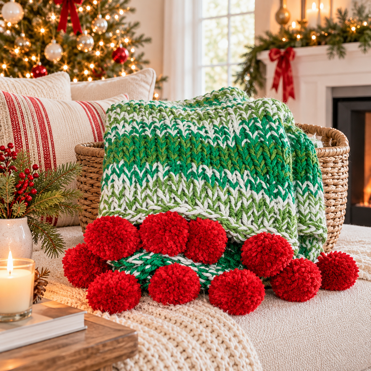 Easy Holiday Throw Knitting Pattern