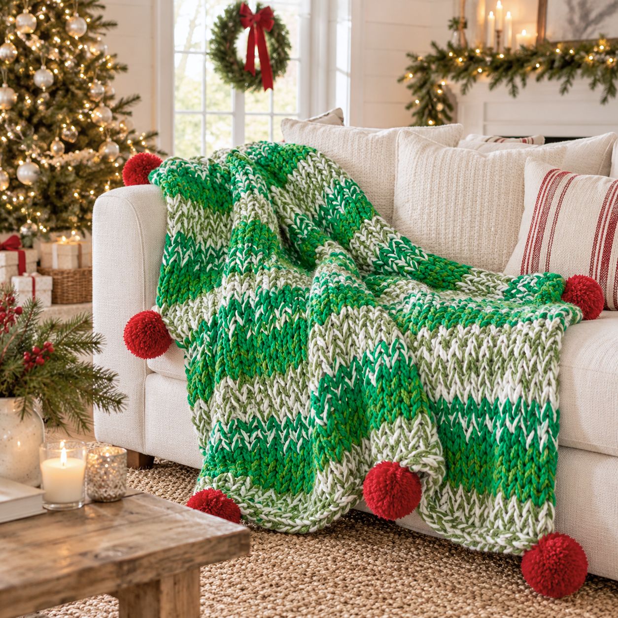 Easy Holiday Throw Knitting Pattern