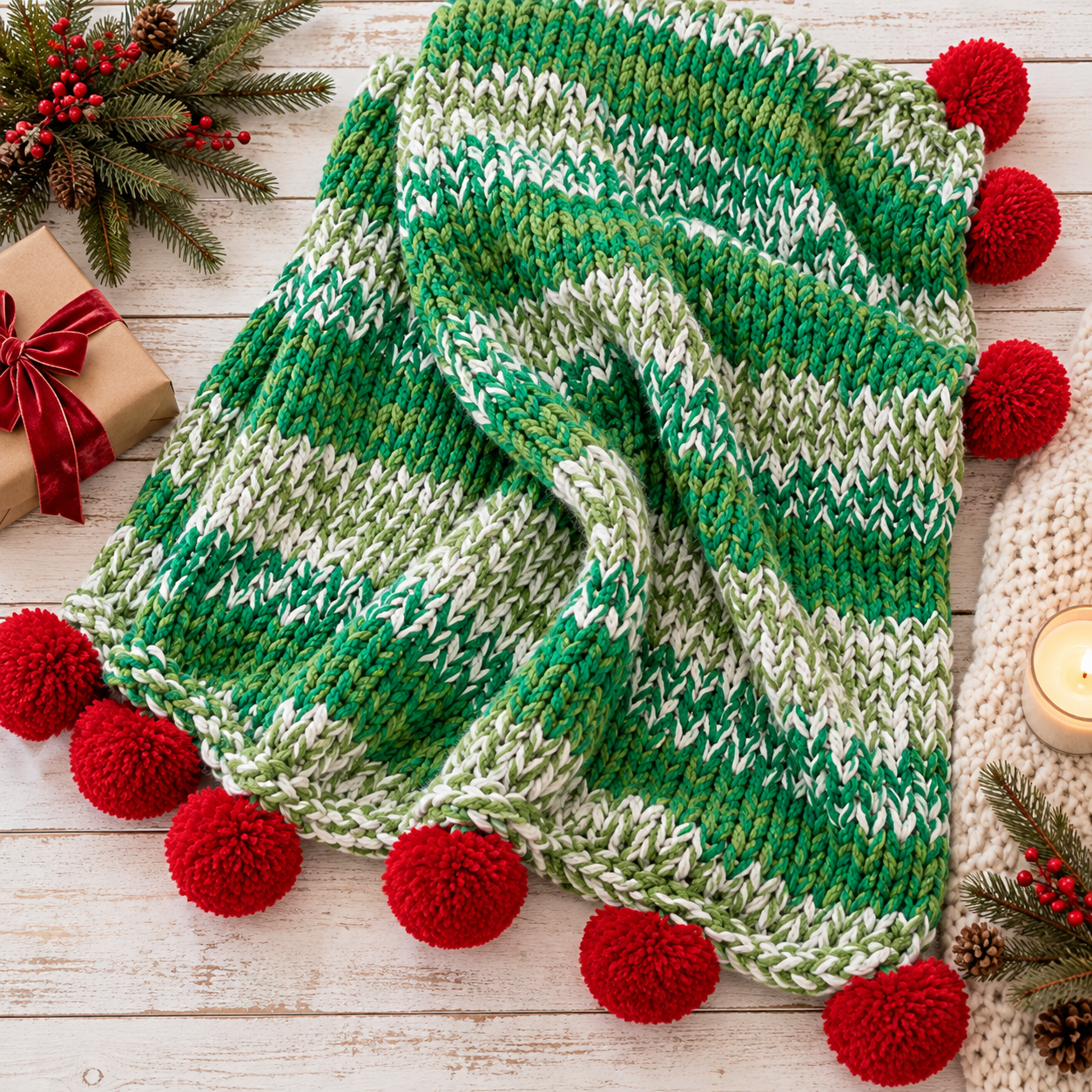 Easy Holiday Throw Knitting Pattern