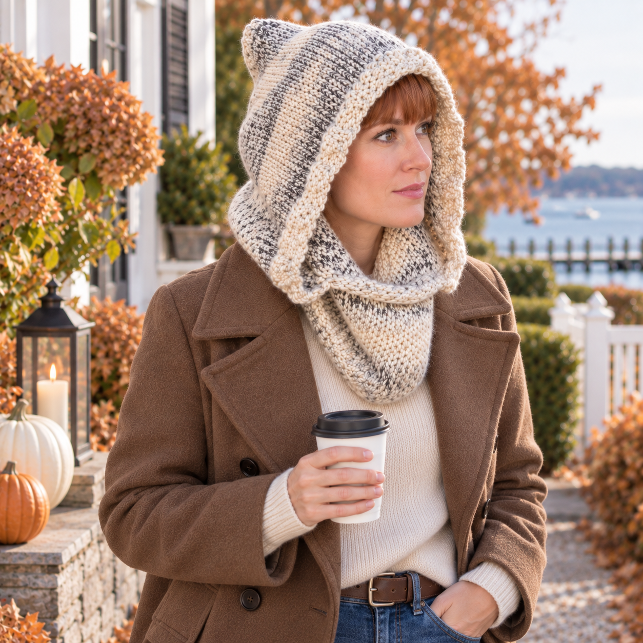 Easy Hooded Cowl Knitting Pattern