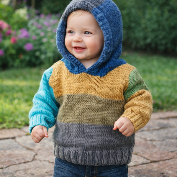 Easy Baby Hooded Sweater Knitting Pattern