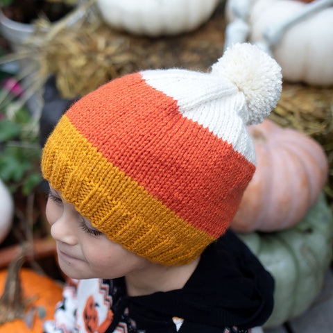 Kids Candy Corn Hat Knitting Pattern