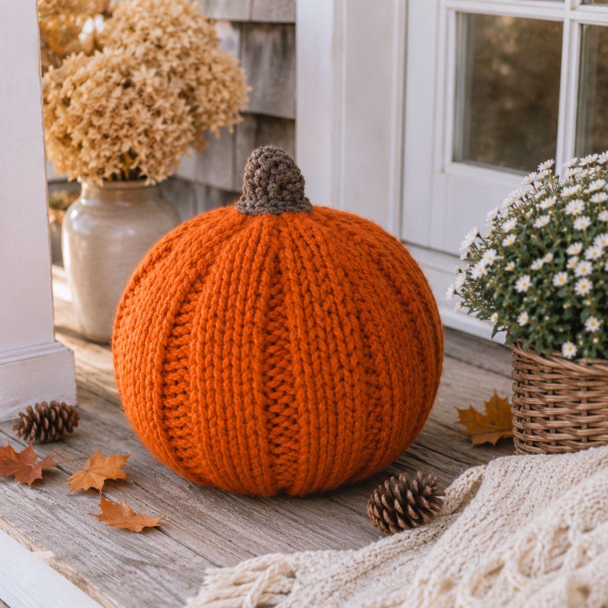 Easy Jumbo Pumpkin Knitting Pattern