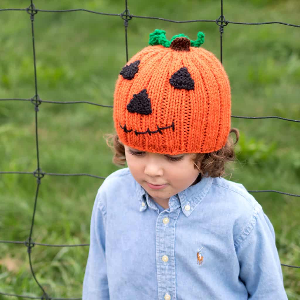 Kids Jack-O’-Lantern Hat Knitting Pattern
