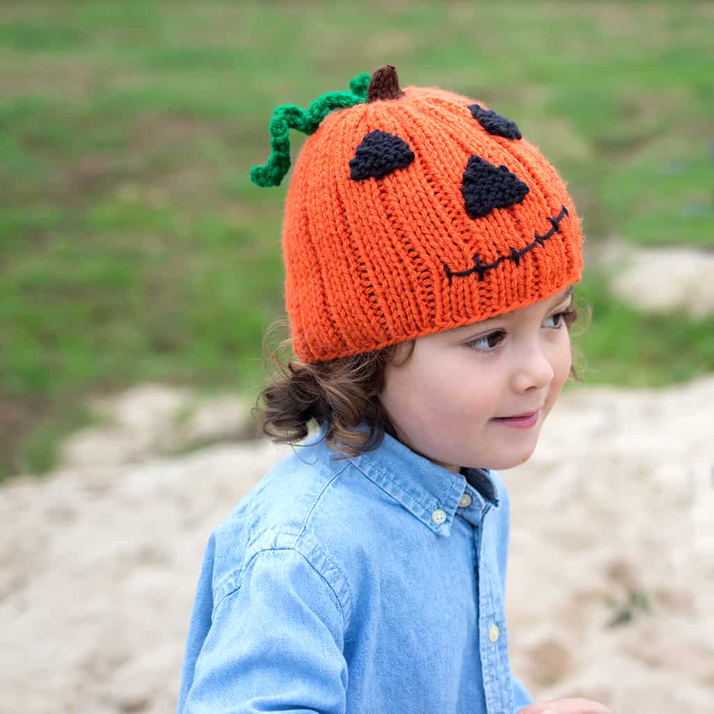 Kids Jack-O’-Lantern Hat Knitting Pattern