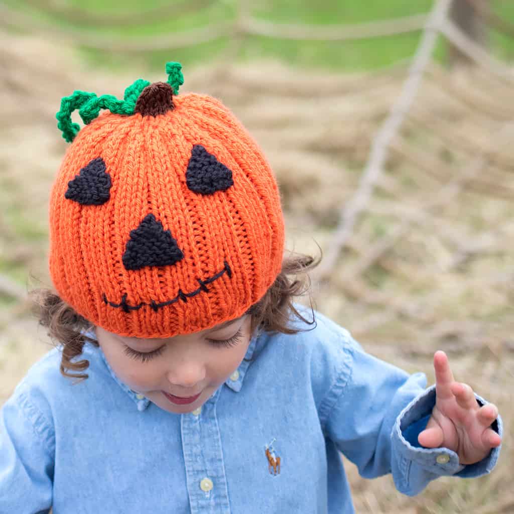 Kids Jack-O’-Lantern Hat Knitting Pattern