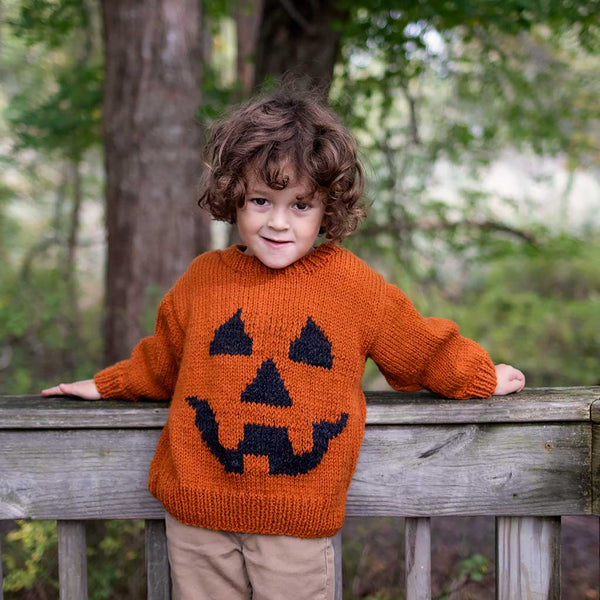 Kids Jack O Lantern Sweater Knitting Pattern