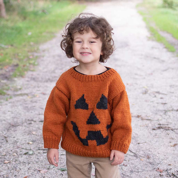 Kids Jack O Lantern Sweater Knitting Pattern