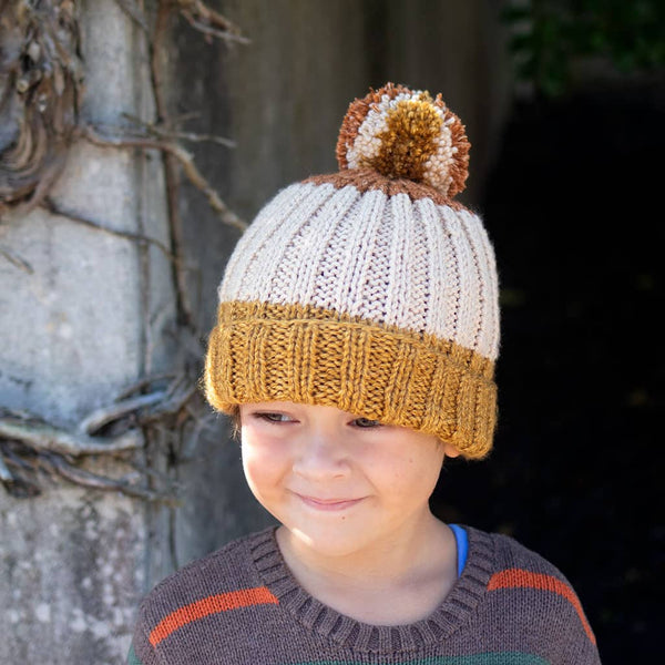 Kids Flat Knit Colorblock Hat