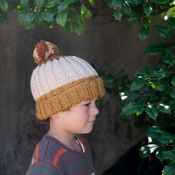 Kids Flat Knit Colorblock Hat