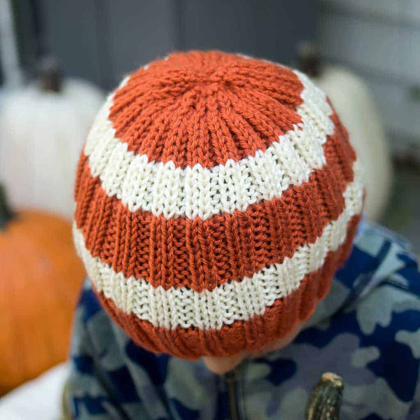 Kids Striped Ribbed Hat Knitting Pattern