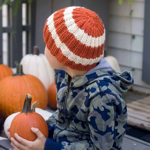 Kids Striped Ribbed Hat Knitting Pattern