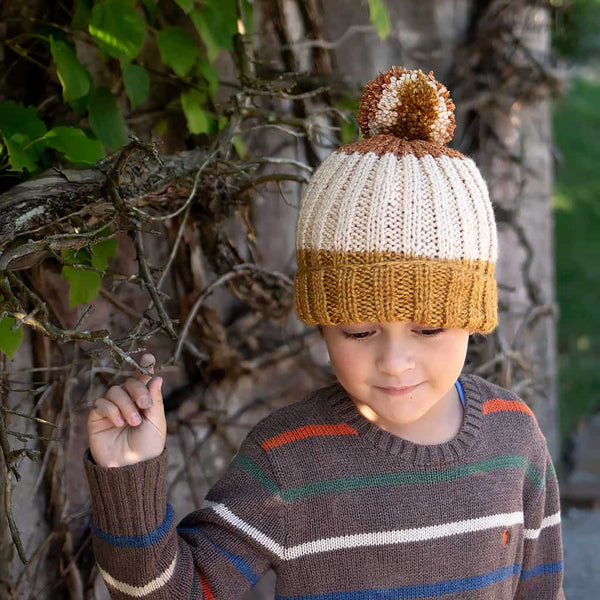 Kids Flat Knit Colorblock Hat