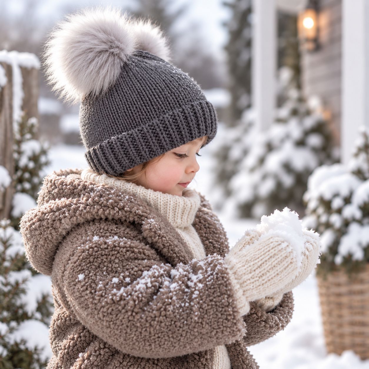 Easy Kids Double Pom Pom Beanie Knitting Pattern