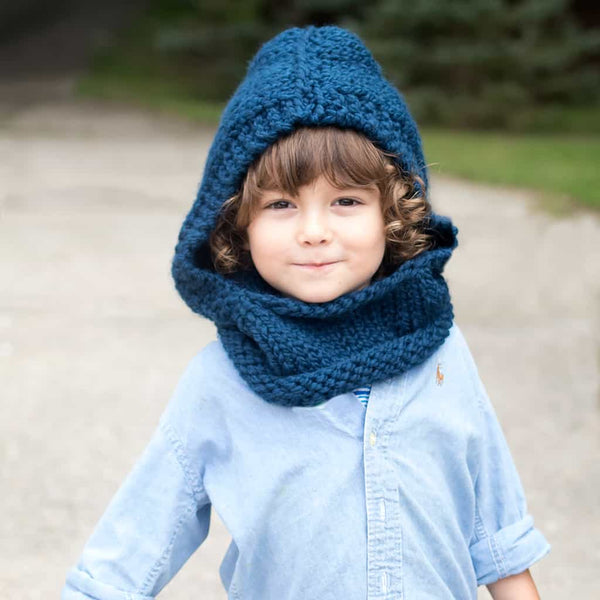 Easy Kids Hooded Cowl Knitting Pattern