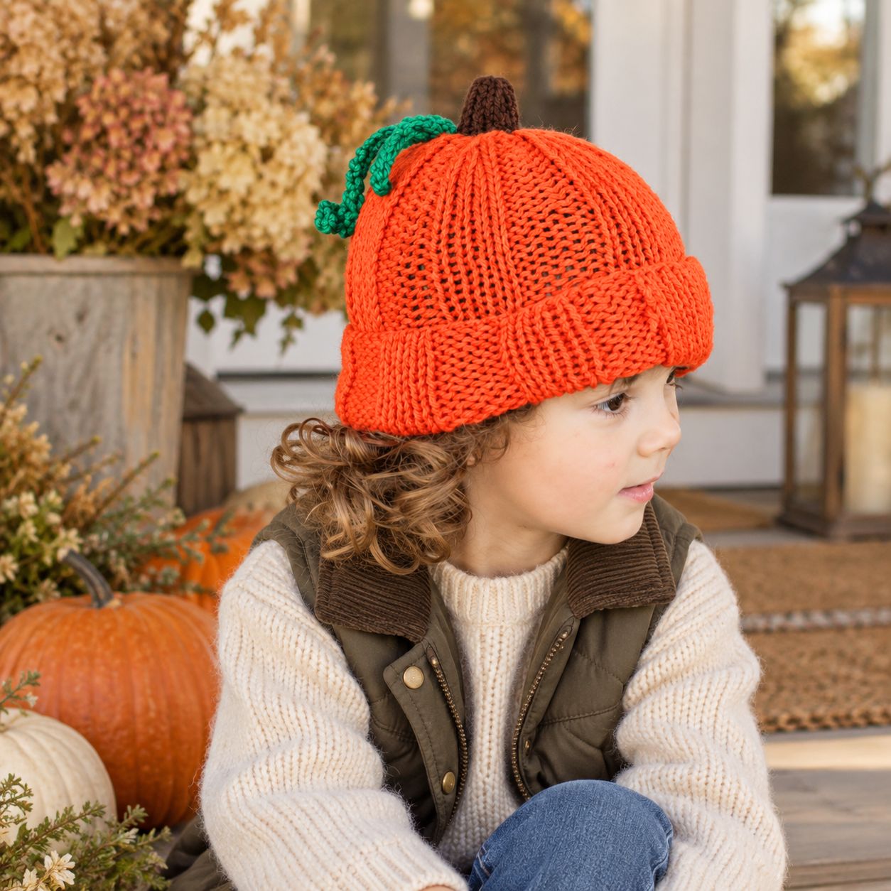 Easy Kids Pumpkin Hat Knitting Pattern