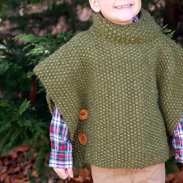 Kids Seed Stitch Poncho