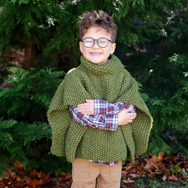 Kids Seed Stitch Poncho