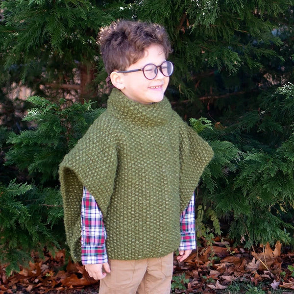 Kids Seed Stitch Poncho