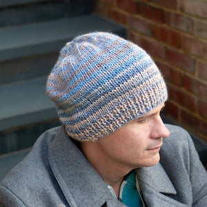 Mens Flat Knit Slouch Hat