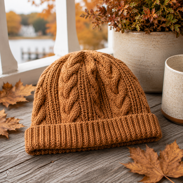 Men’s Cable Knit Hat Knitting Pattern
