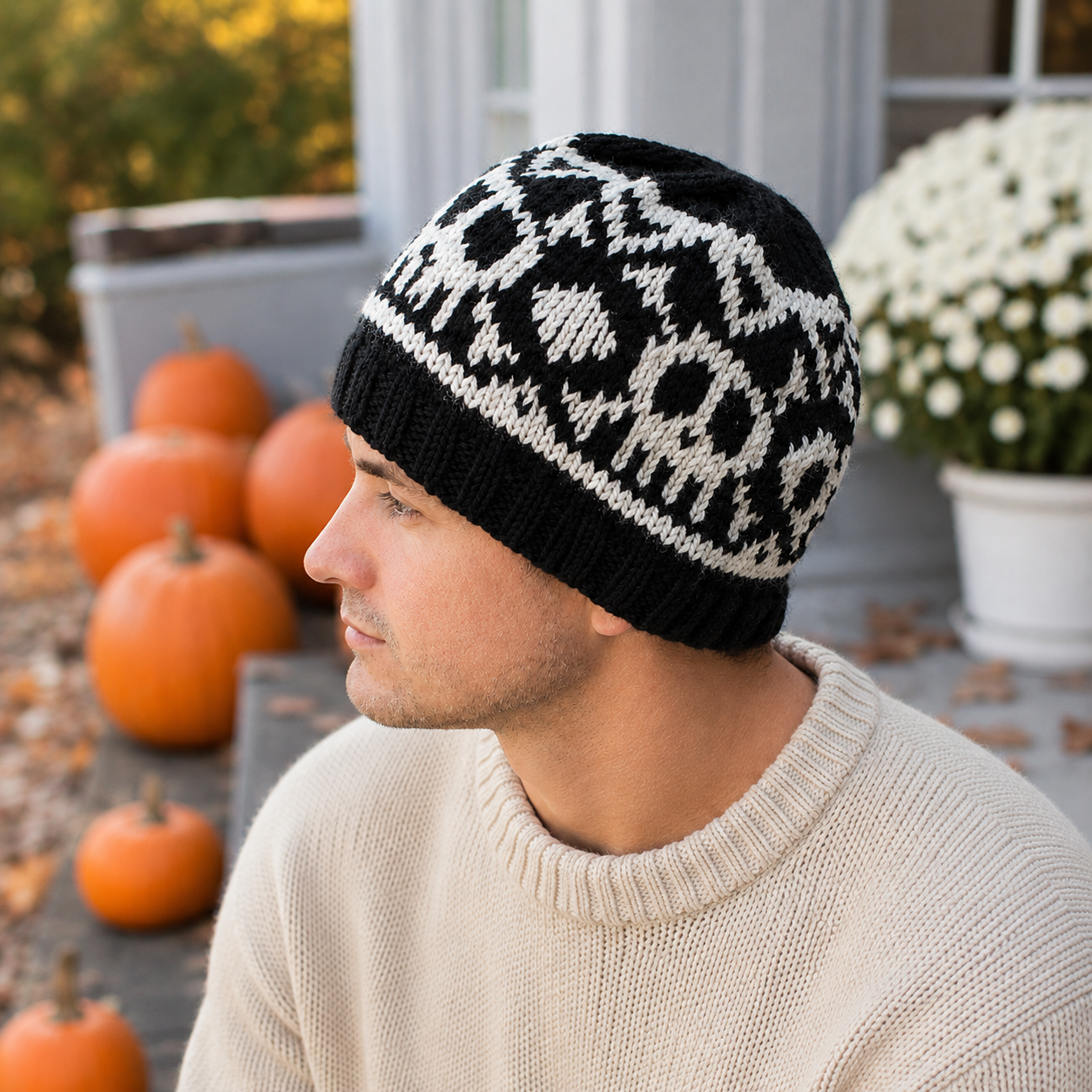Men’s Skull Hat Knitting Pattern