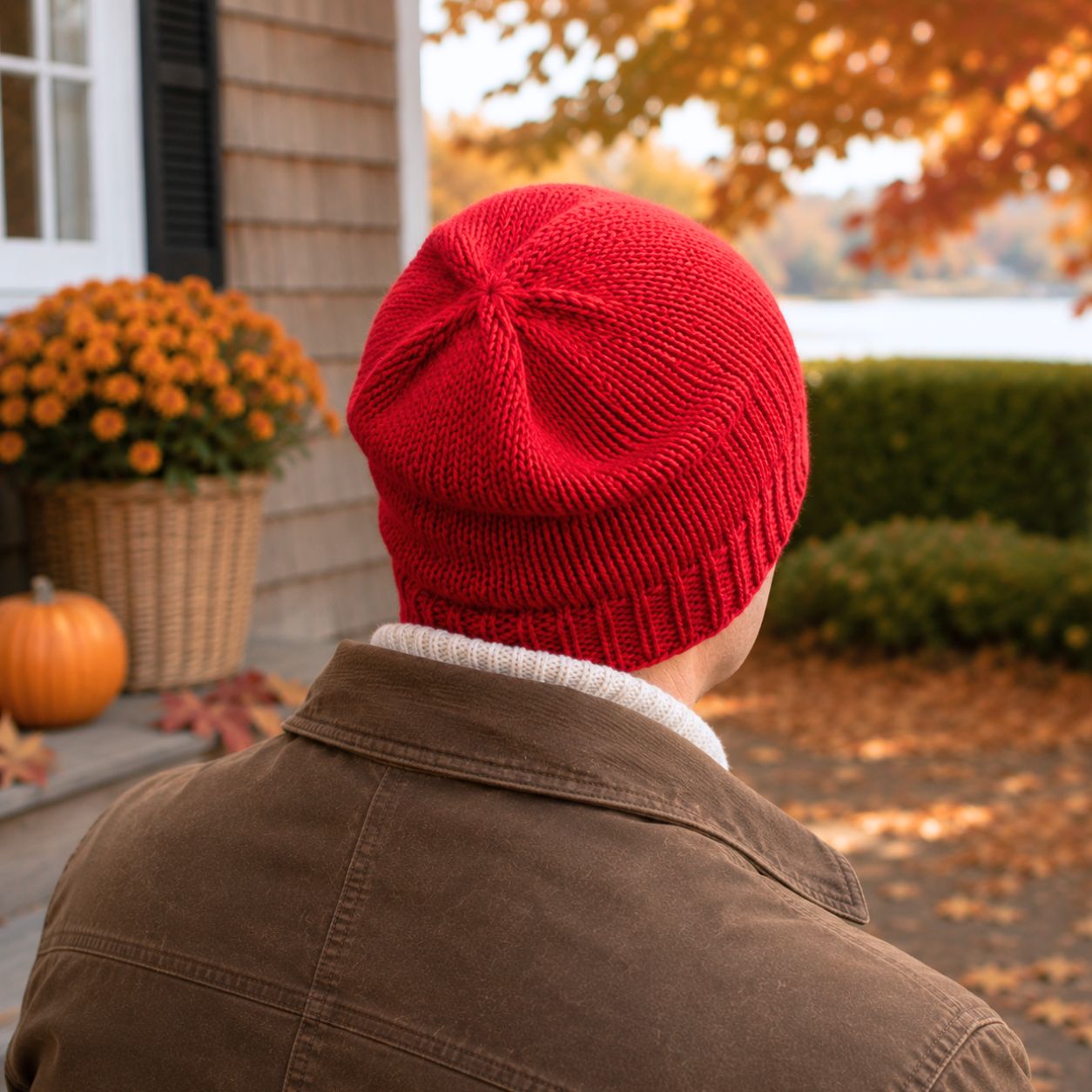 Mens Flat Knit Slouch Hat