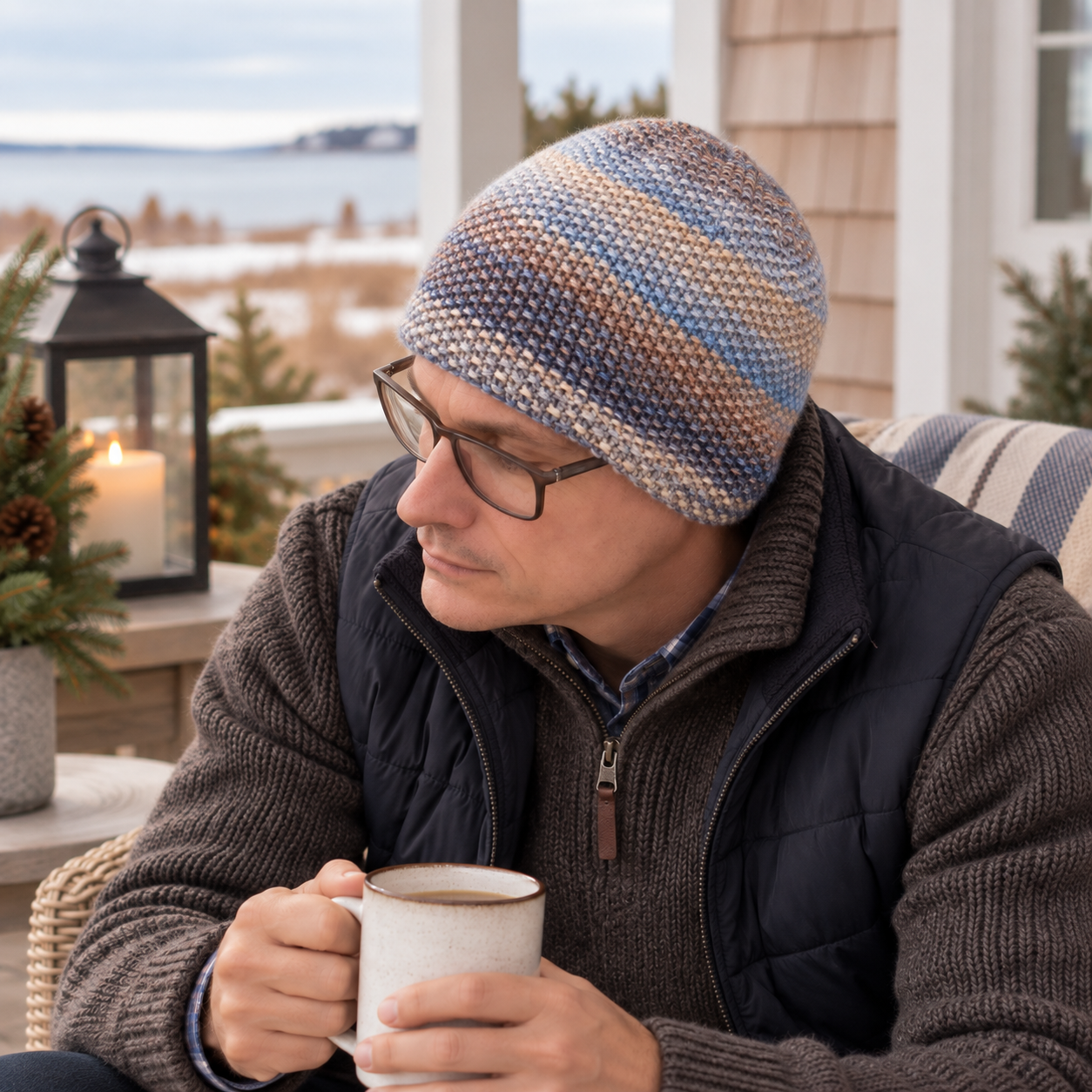 Men’s Flat Knit Seed Stitch Hat Pattern