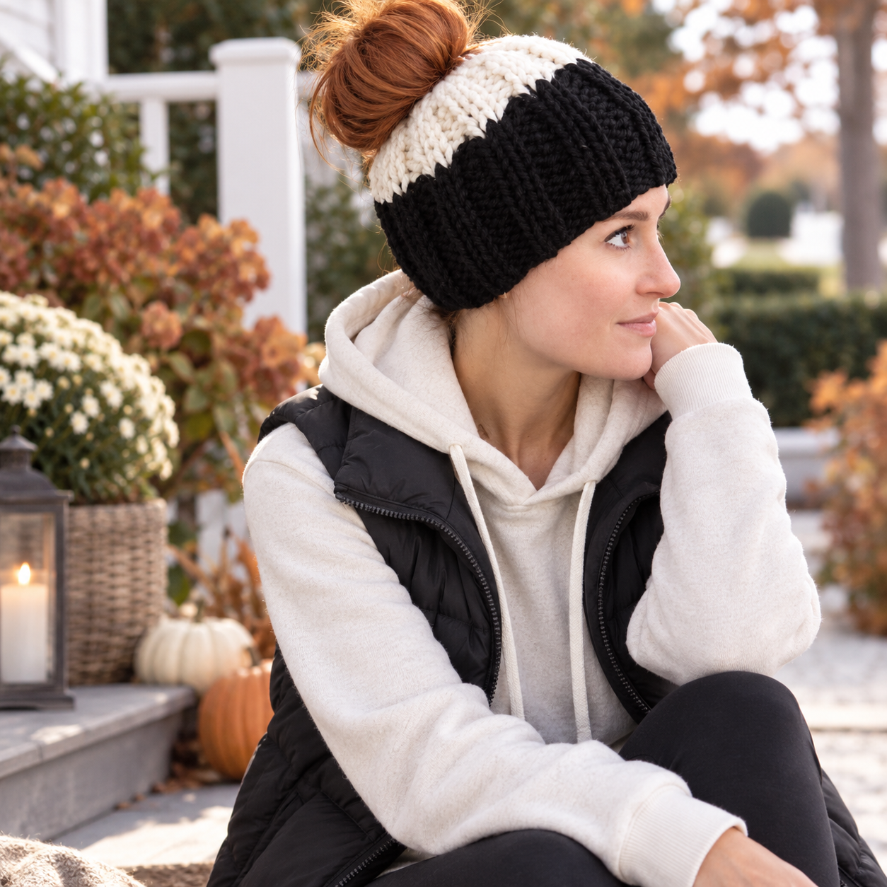 Messy Bun Hat Knitting Pattern