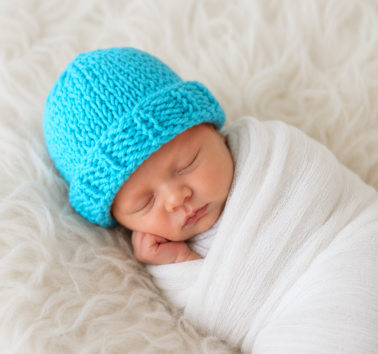 Flat Knit Newborn Beanie Knitting Pattern