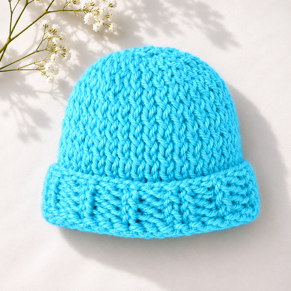 Flat Knit Newborn Beanie Knitting Pattern