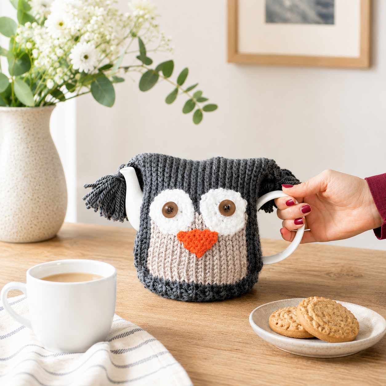Easy Owl Teapot Cozy Knitting Pattern