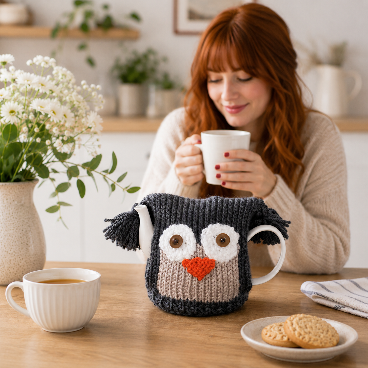 Easy Owl Teapot Cozy Knitting Pattern