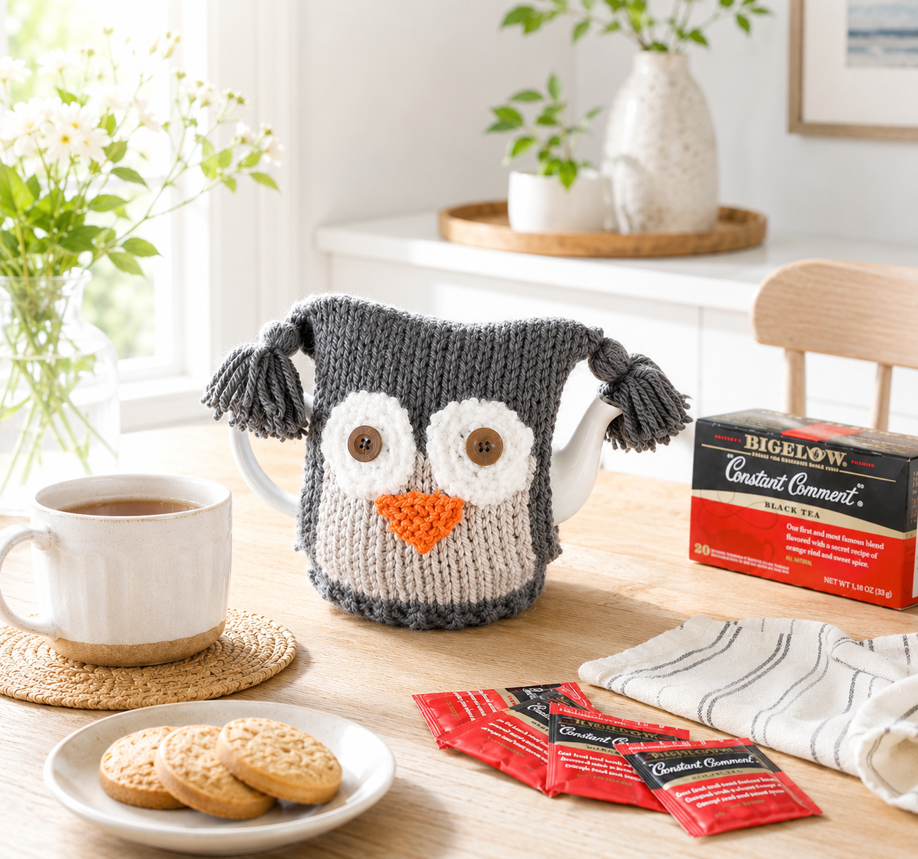 Easy Owl Teapot Cozy Knitting Pattern