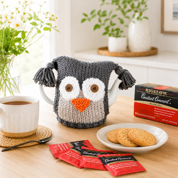 Easy Owl Teapot Cozy Knitting Pattern