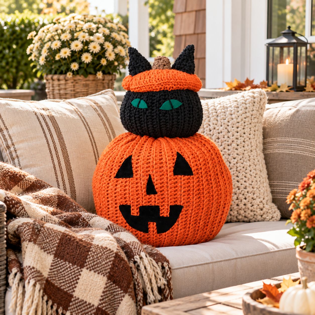 Peek-a-Boo Cat Pillow Crochet Pattern