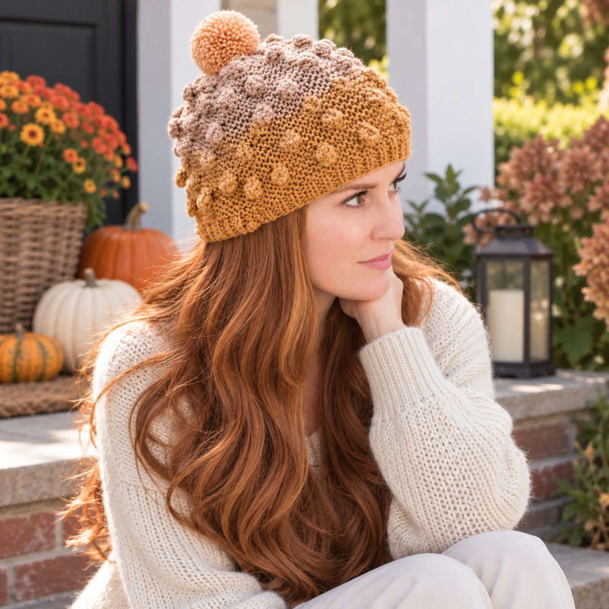Popcorn Knit Hat Pattern for Women