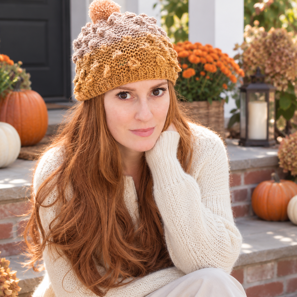 Popcorn Knit Hat Pattern for Women