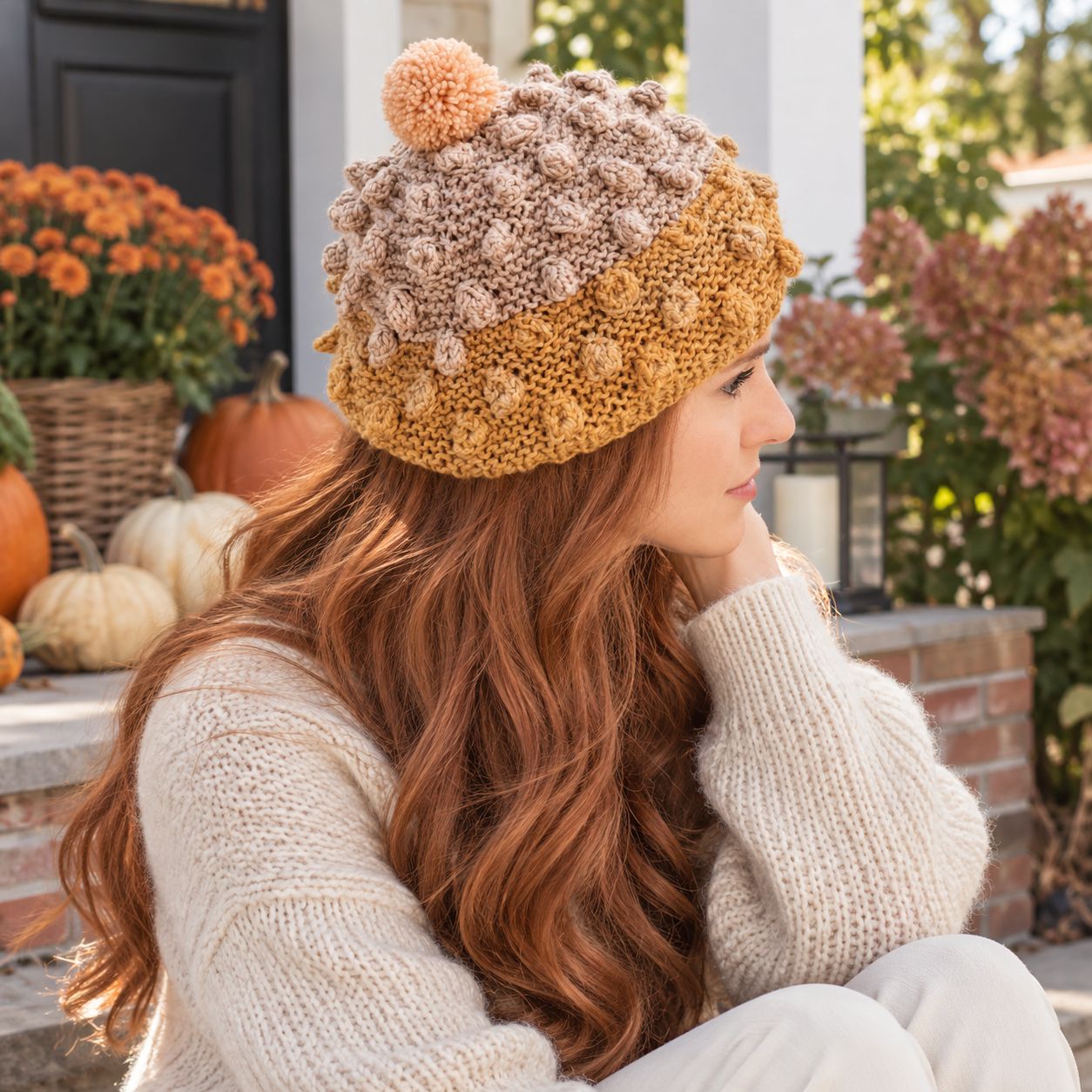 Popcorn Knit Hat Pattern for Women